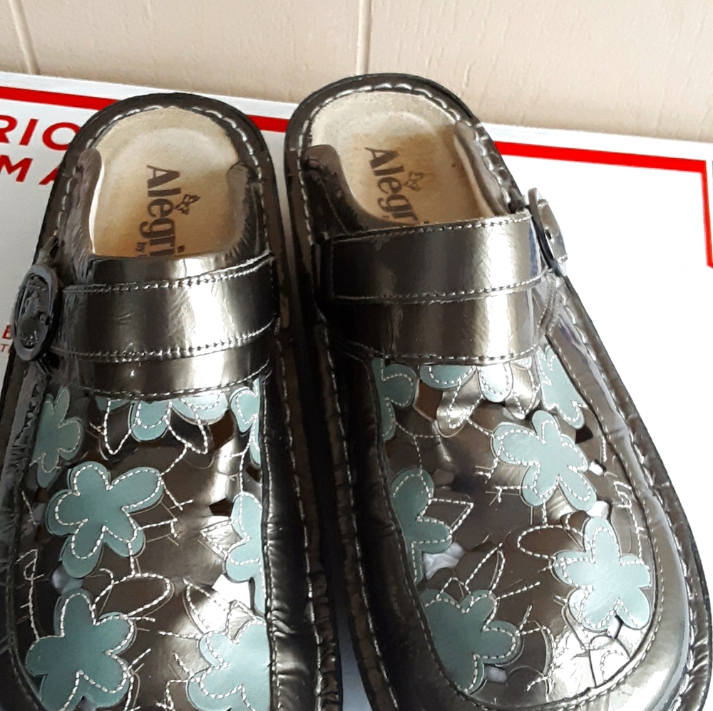 Alegria Seville Leather Floral Comfort clogs